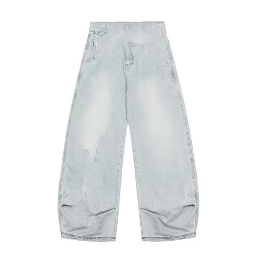 GUOYUXIAO Men's Jeans Washed Tapered Denim Jeans Loose Fit Trouser for Men