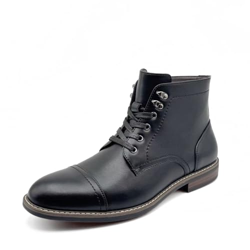 Finishing & Sewing Men's Dress Cap Toe Oxford Boots, Lace Up Ankle Derby Boots
