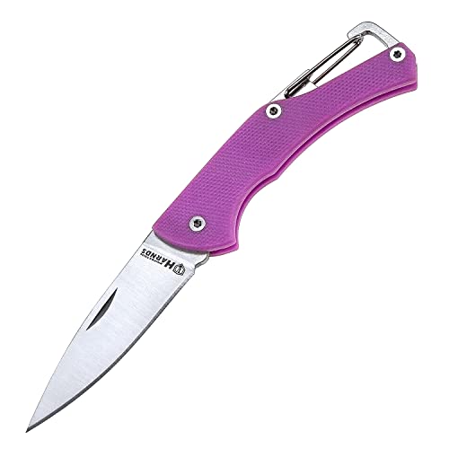 Harnds Lark Cuchillo de bolsillo plegable Hoja 8Cr14MoV Mango G10 Herramienta de corte para exteriores Mini llavero Cuchillo de junta deslizante EDC Multitools CK1101 (Rosa púrpura)