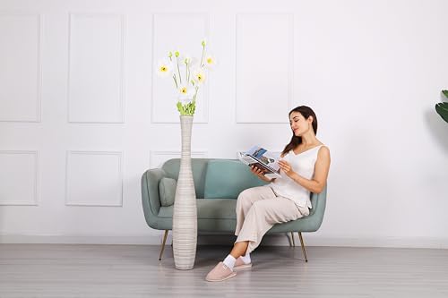 Image of Leewadee Decorative Tall Floor Vase for Living Room Decor, 41 inches, White Wash, Resin