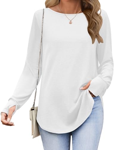 Zeagoo White Long Sleeve Tops for Women Long...