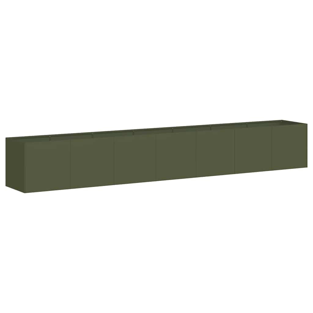 Giardino Verde Oliva 280x40x40 cm Acciaio Lamine a Freddo | Supporto interno rinforzato, fondo aperto per drenaggio, per giardino balcone patio