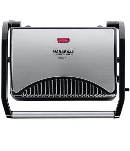 Image of Maharaja Whiteline Grill Mate Panini Maker, 750W, Non-Stick Grilling Surface, Silver and Black