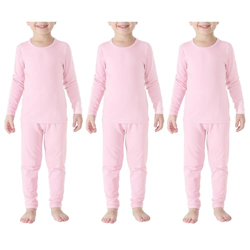 Zando 3 Set Boys Thermal Underwear Set - Fleece Lined Long Johns Winter Base Layer Kids Thermal Top and Bottom for Boys Girls