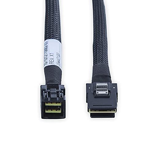 10Gtek SFF-8643 to SFF-8087 Mini SAS HD Cable, SAS 3.0 to 2.0, Compatible with RAID Controllers, Servers, Backplanes and Hosts, 100-Ohm, 0.3-m(0.98ft)