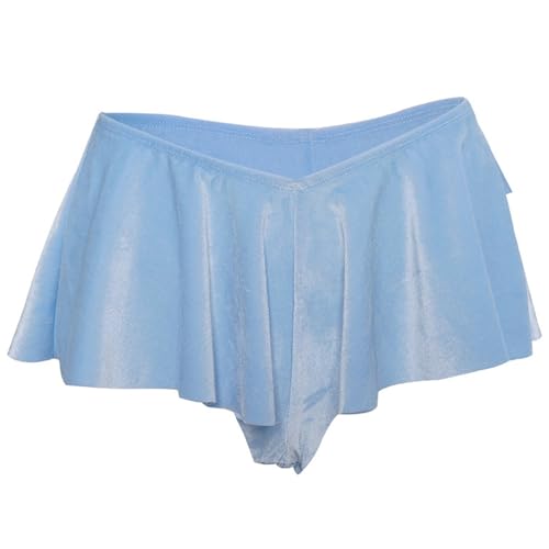 Mens Sissy Lingerie Outfits Ruffled Sissy Skirt, Soft Breathable Sexy Sissy Lingerie for Men, Elastic Sissy Outfits for Men, Fashion Mens Skirt Thongs for Valentine's Day, Wedding, Honeymoon Blue