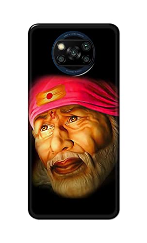 Image of PRINTFIDAA Sai Baba Lord Shiridi Great God Hinduism Religious Hard Back Cover for Poco X3 Back Cover -(P6) KAT1002