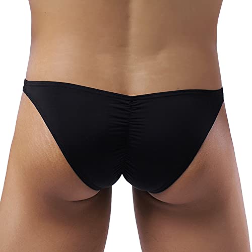 Faringoto Men's Underwear Low Waist Ice Silk Men Briefs Translucent Bikini Black #TOP1