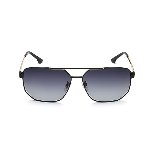 Image of Police Eyewear | Smoke Gradient Lens Hexagon Sunglass | Full Rim | Shiny Black-Shiny Light Gold Frame With 100% U.V. Protection | Men Sunglasses | Large Size | Splb36K61304Sg