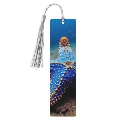 タッセル付き木製しおり ヴィンテージ木製しおり 青い海 ファンシー ハンドメイド クラフトブックマーク 読書用ページマーカー 木製ハンギングタグ オーナメント 本好き向け