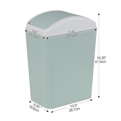 Caneca de basura plástica compacta 15 L con tapa basculante verde miniatura 2