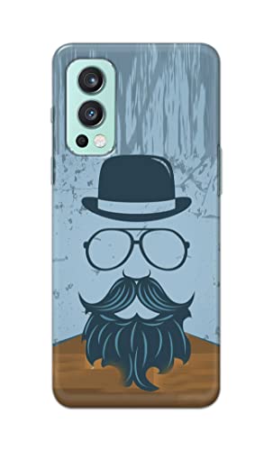 Image of PRINTFIDAA Mustache Beard and Hairstyle Hipster in Glasses Printed Designer Hard Case for OnePlus Nord 2 (5G) Back Cover -(e) RPM1002