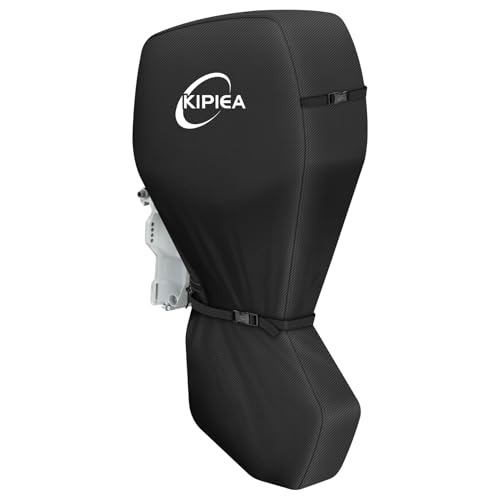 Kipiea 1300D Outboard Motor Cover Heavy Duty Waterproof Trailerable Full Boat Engine Cover Anti UV No Tears & No Fading Boat Motor Cover Fit for Motor 115-150HP (100 Circumference x 75 Height)