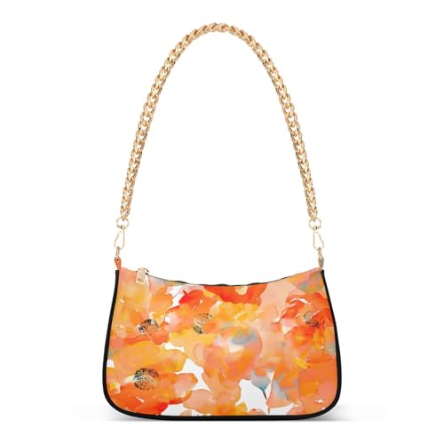 Image of Shoulder Bags for Women Flower Floral Hobo Tote Handbag Small Clutch Purse with Zipper Closure