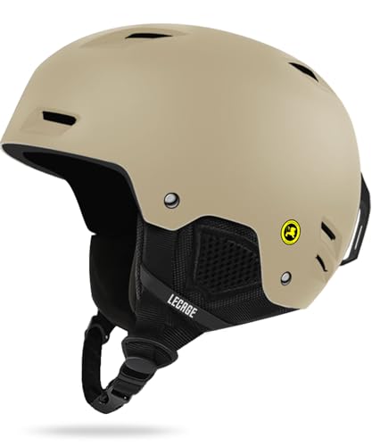 LECAGE Light Weight Ski Helmet, Impact Resistance Snowboard Helmet for Adults & Youth, Adjustable Snow Helmet with ABS Shell, EPS Foam and Breathable Vents for Men, Women (Khaki, L)