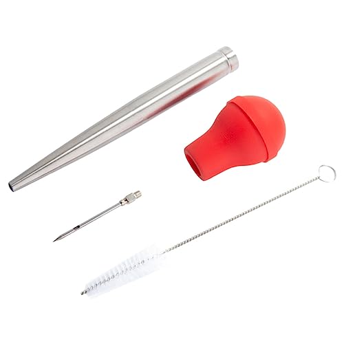 LABRIMP 1 Set Turkey Baster Seasoning Tubes with Cleaning Brush for Easy Gravy and Flavor Injection for Home and Restaurant Cooking Red