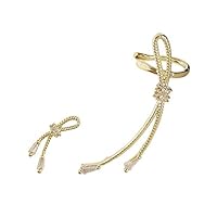 SEVENSTONE Brincos de borboleta com borla de prata e zircônia cúbica para mulheres Dourado