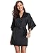 Vlazom Kimono Robe Damen Morgenmantel Kurzer Satin Bademantel Mit Gürtel V-Ausschnitt Kimono(L,Schwarz) Baby,Schwarz günstig Kaufen-Vlazom Kimono Robe Damen Morgenmantel Kurzer Satin Bademantel Mit Gürtel V-Ausschnitt Kimono(L,Schwarz)