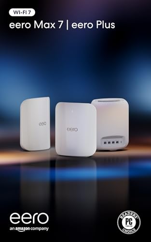 Image of Amazon eero Max 7 mesh wifi system with eero Plus annual (auto-renews) - Supports internet plans up to 10 Gbps, Coverage up to 7,500 sq. ft., Connect 750+ devices, 3-pack