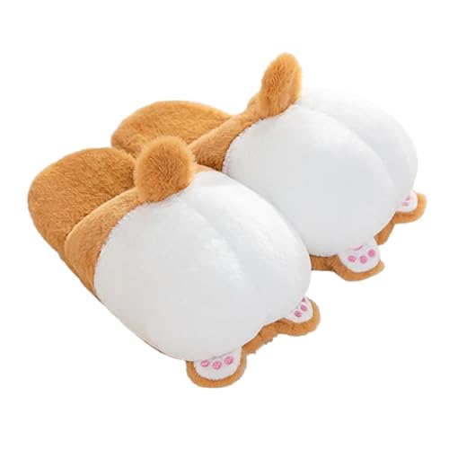 Lethargic Corgi Slippers for Women, Cute Animal Plush Shoes, Novelty Dog Slippers, Fuzzy Warm Bedroom Slippers, Funny Cartoon Gifs