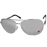 NCAA Siskiyou Sports Fan Shop Wisconsin Badgers Aviator Sunglasses One Size Silver
