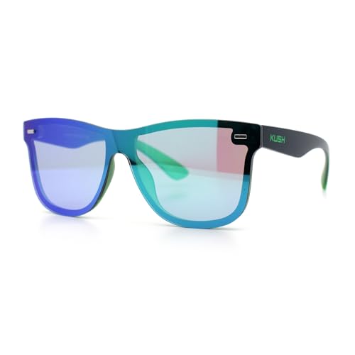 Image of SA106 Kush Premium Mens Shield Horn Rim Mirror Lens Sunglasses
