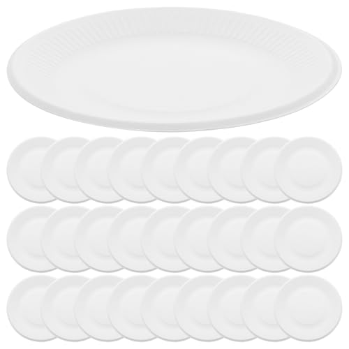 OKUMEYR 200 piezas Platos de Papel Desechables Redondos de Resistentes y Compactos Unidades para Postres Aperitivos y Tartas Fiestas Bodas y Picnics Color Blanco