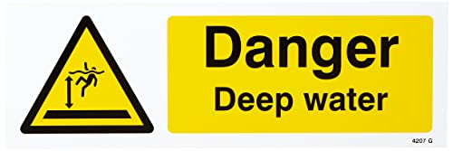 Image of Caledonia Signs 14207G Danger Deep Water Sign, 300 mm x 100 mm, Rigid Plastic