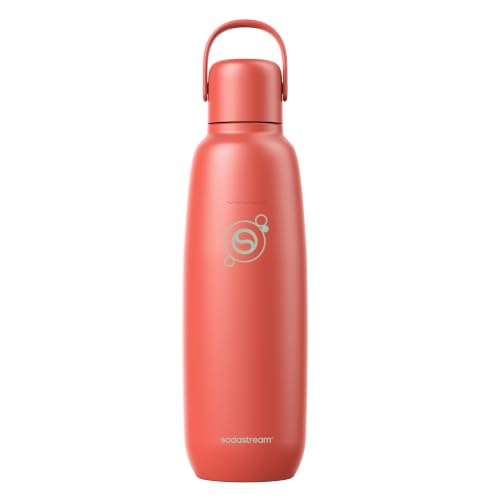 Image of sodastream Fizz & Go Cool, Stainless Steel Carbonated Water Bottle 0.9L, Insulated Metal Bottle for Sparkling Water, Compatible with TERRA, ART, ENSO & More in Papaya Orange