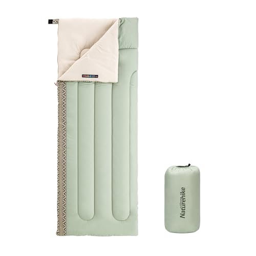Naturehike Saco de Dormir Adulto Invierno Infantil niños 4 Estaciones Rectangulares Camping Impermeable 190x75cm 7-13℃ para Interiores y Exteriores para Senderismo Viajar(Verde Izquierda)