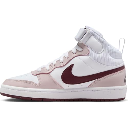 Nike Court Borough Mid 2 Big Kids' Shoes (CD7782-118, White/Platinum Violet/Burgundy Crush) Size 73