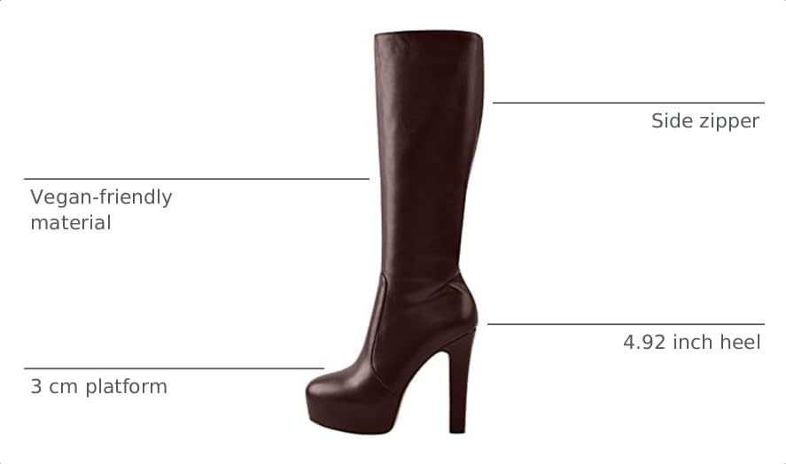 Image of richealnini Women's Low Platform Block High Heel Knee High Boots with Zipper