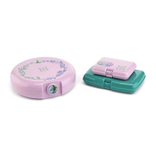 Caboodles For Good Cosmic Compact Care Pack and Lil Bit Bundle Wicked: For Good Limited Edition Lavender and Teal Travel Organizers For Makeup Snap-Tight Latch Compact Size