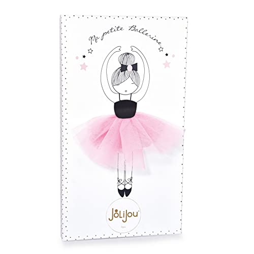 Ma Petite Ballerina – Margot Fabric Doll – Gift Box – 35 cm – Pink and Black Tutu, Dance Slippers, Bow and Leotard – Gift Idea for Newborn Girl – JJ60373