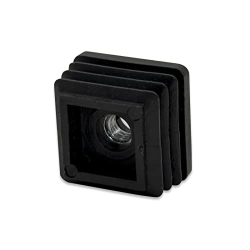 Image of Flyshop Black M6 Threaded Plastic Plugs Square Tube End Caps Tubing Plugs Inserts Furniture Glider 25 mm x 25 mm 4 Pcs