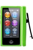 Importer520 Belt Clip TPU Rubber Skin Case Cover for Apple iPod Nano 7th Generation 7G 7 (Neon Green)