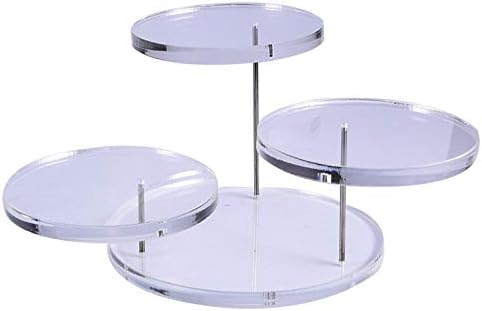 Qingsi 1Pcs Acrylic Product Display Riser Stands Adjustable Display Risers Set Round Acrylic Product Display Riser Stands Cupcake Stand for Mini Figurines