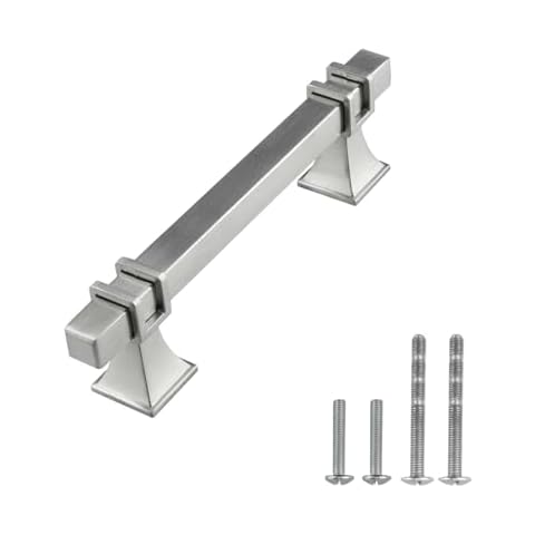 Modket Euro Bar Cabinet Handle 304 Stainless Steel — 6" Overall Length, 3-3/4" (96mm) Hole Centers, Brushed Nickel— 1-Pack Cover