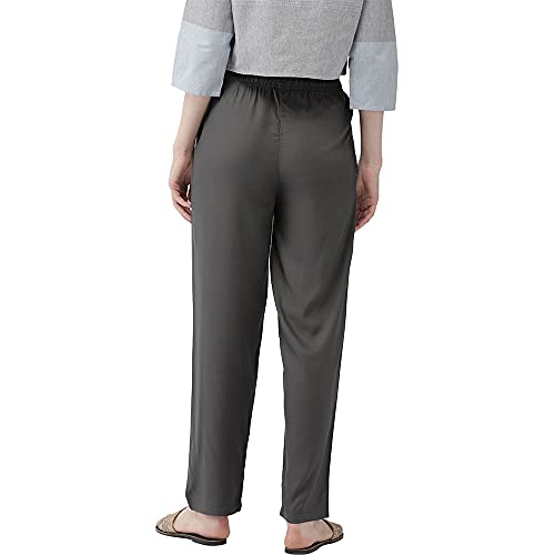 Image of GO COLORS Women Solid Mid Rise Relaxed Fit Viscose Casual Pants