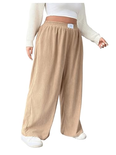Floerns Women's Plus Size Elastic High Waisted Wide Leg Pants Fall Corduroy Pants