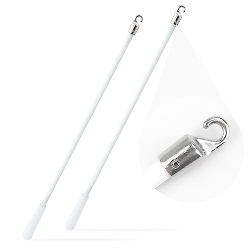 43 cm weißer Fiberglas-Blindstab mit Metallhaken, Kippstab, vertikale Jalousienstab-Steuerung, Ersatzteile, Griff, Vorhangstange, Blindstangen für Öffner, Zubehör, 2 Stück