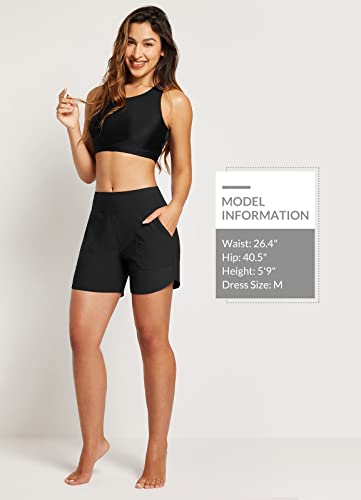 BALEAF Women's 5" Quick Dry High Waisted Swim Board Shorts UPF 50+ Swimsuit Bottom Trunks with Liner