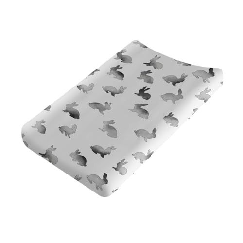 Funny Bunnies Baby Changing Pad Cover Sheets for Boy Girl 32''x16'' Vintage Rabbits Fitted Diaper Change Table Pad Mats Happy Easter Spring Soft Breathable Nursery Baby Changing Table Sheets