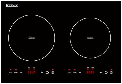 Empava IDC12B2 Horizontal Electric Stove Induction Cooktop with 2 Burners in Black Vitro Ceramic Smooth Surface Glass 120V, 12 Inch