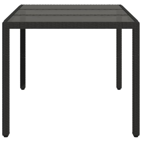 Table de jardin en polyrotin noir robuste face aux intempéries - 6