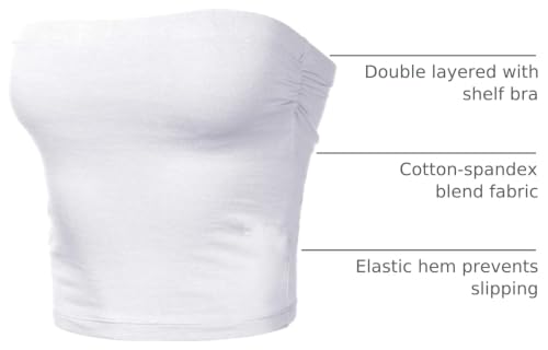 Image of Women's Shapewear Tube Tops Strapless Ruched Built-in Shelf Bra Casual