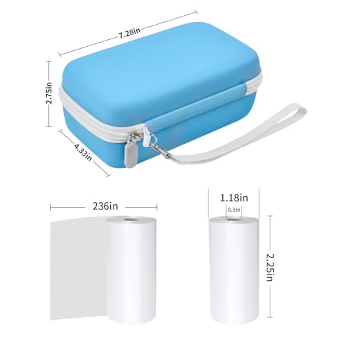 Funda para cámara instantánea infantil con 3 rollos de papel azul miniatura 5