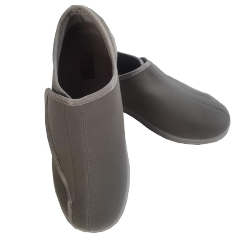 Image of Men Wide Walking Shoes Adjustable Velcr Elderly Diabetic Edema Swollen Feet Outdoor Lightweight Slippers (Grey 46 /12)