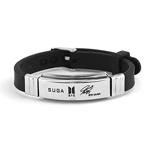 AKlamater Kpop BTS Bracelet réglable en silicone pour fans d'adultes Argenté 8 Cover