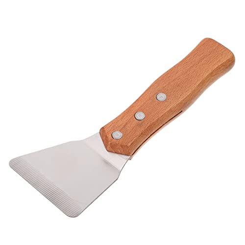 HOLIDYOYO Ergonomic Handle Griddle Scraper Cooking Scraper Tool Stainless Steel Wood Film Removal
